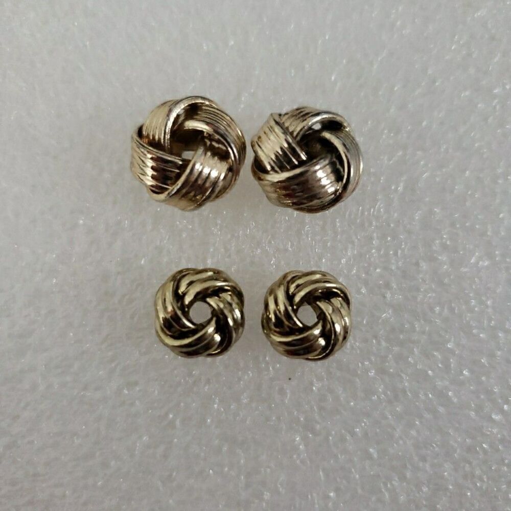 2 Liz Claiborne Knot Stud Earrings Gold Tone Pierced Business Casual
